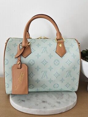 Designer Inspired Luxury Canvas Soft Speedy with Tan Trim